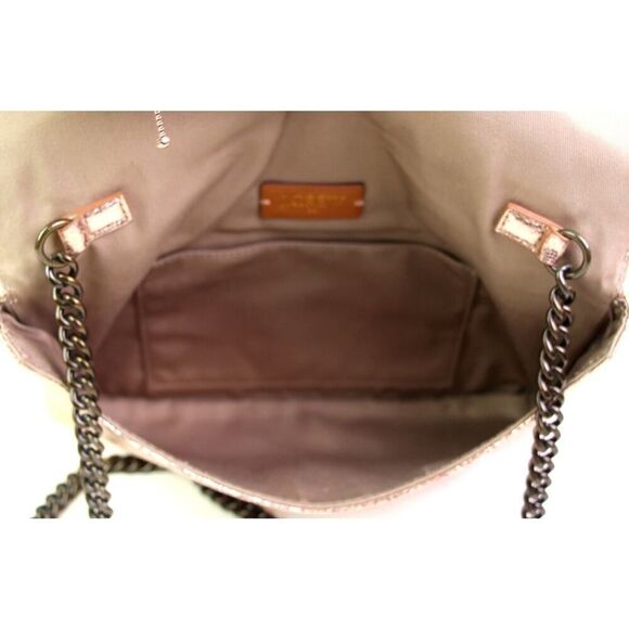 J.CREW PINK GOLD COATED CANVAS CHAIN STRAP ENVELOP SHOULDER BAG HANDBAG CLUTCH - Picture 8 of 12